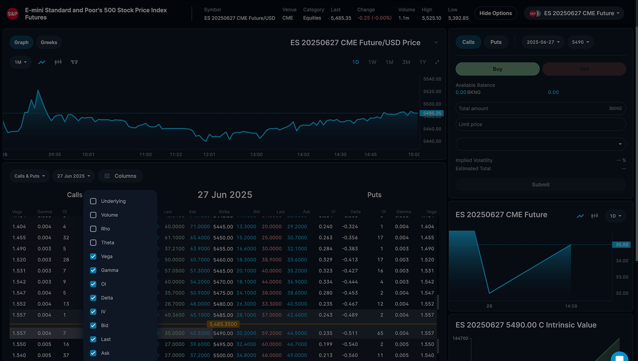 Trading Dashboard Interface